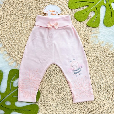 Kit 3 Calças - Abelha Fofa - Rosa chiclete, Off White e Rosa bebe